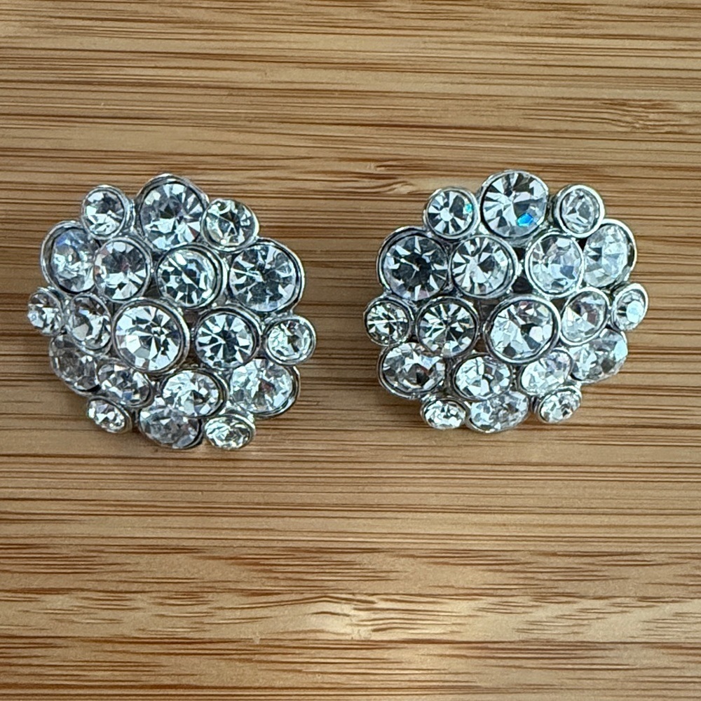 Elegant Silver Crystal Stud Earrings - Picture 4 of 4